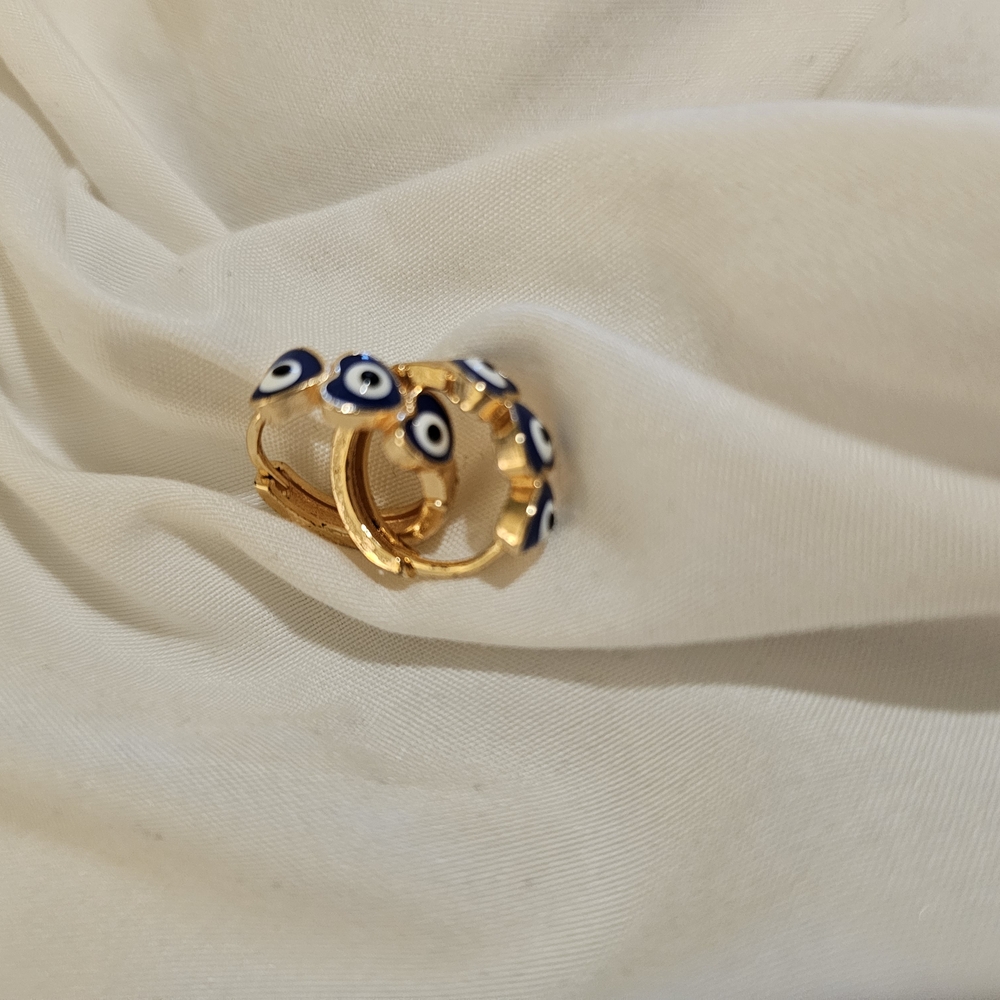 Gold Evil Eye Huggie Hoop Earring With Cubic Zirconia